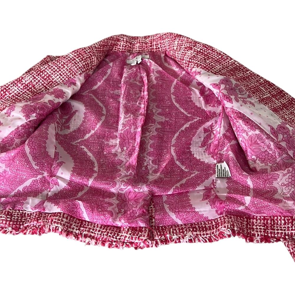 I.C.E. Pink Woven Silk Blend Suit Jacket Blazer Woman Size 6 Jewel Buttons - Picture 10 of 12